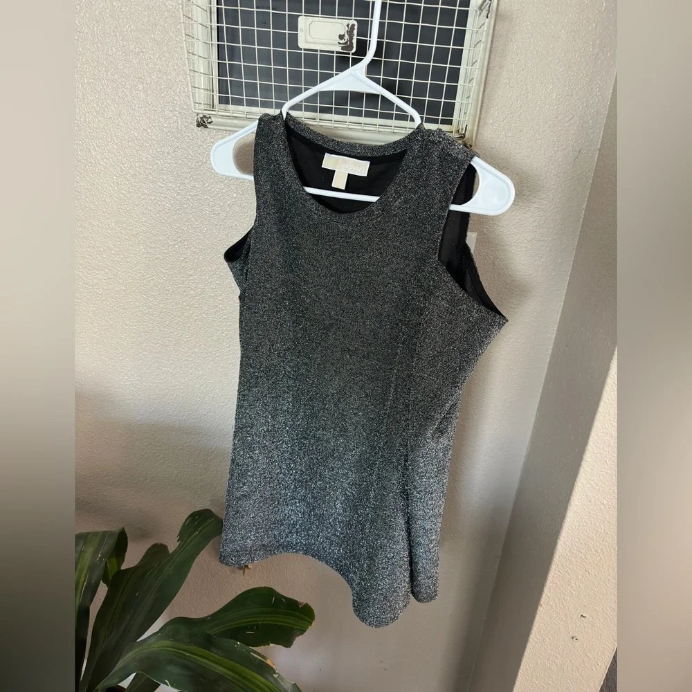 Michael Kors Off Shoulder Gray Sparkles Top Blouse
